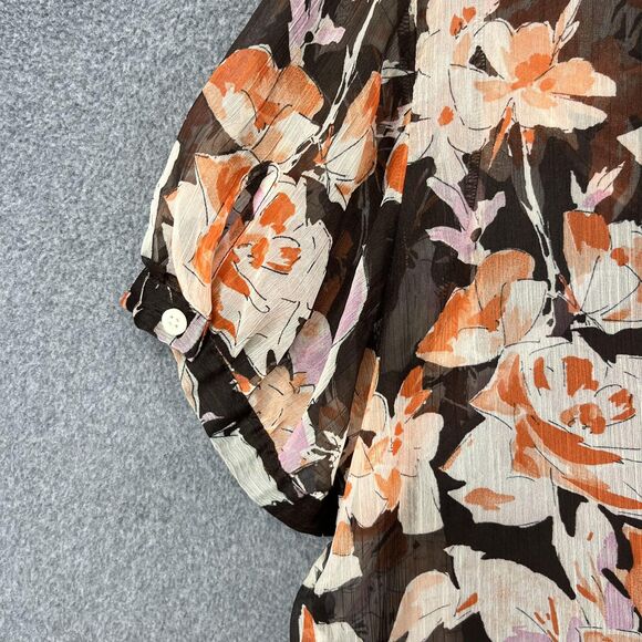 Lauren Ralph Lauren 2 Piece Set Womens 14 Brown Floral Chiffon Ruffle Skirt L - Picture 11 of 16